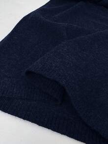 SHEIN EZwear Women's Solid Color Casual Comfortable Breathable Soft Knit Pants - Navy Blue - View 8