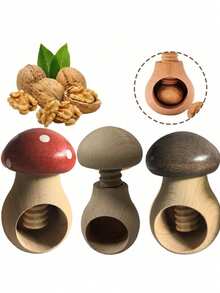 Wooden Mushroom Shaped Nutcracker Walnut Plier Multifunctional Walnut Opener Pecans Clip Easy Cracking Adjustable Nuts Tongs - Multicolor - View 1