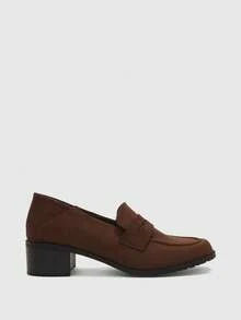 CUCCOO BIZCHIC Zapatos de suela blanda con punta cuadrada pequeña y sin cordones, estilo retro para otoño e invierno, ideales para el uso diario - Marrón - Ver 2