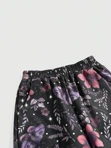 ROMWE Women's Fairycore Butterfly & Moth Floral All-Over Print Pants - Multicolor - View 3