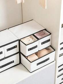 1 Set 3 Drawer Fabric Storage Box Organizer Stackable Space Saving Clear Closet Organizer For Underwear Socks Bras Bedroom Wardrobe Storage - Multicolor - View 6