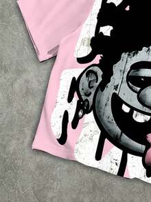 Manfinity ZONE917 OEM Digital Full Print Loose Cropped T-Shirt (High Quality) - Baby Pink - View 3