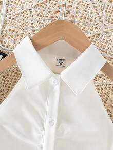 SHEIN 女童白色无袖露脐上衣，适合休闲外出、派对和日常穿着。 - 白色 - 查看 7