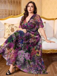 Plus Size Dresses - Purple - View 5