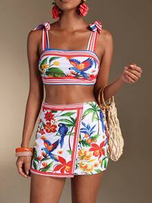 Swim Oasis Damski letni strój plażowy z kokardą, modny zestaw bikini z pasującą spódnicą, dwuczęściowy strój letni, dwuczęściowy strój tropikalny, dwuczęściowy zestaw letni, dwuczęściowe zestawy damskie, letnie stroje, walentynki, karnawał, impreza, swobodny strój na plażę, wakacje dla kobiet, świąteczny strój damski, dwuczęściowy strój letni, dwuczęściowy zestaw tropikalny, dwuczęściowe zestawy letnie, dwuczęściowe stroje damskie, letnie stroje, festiwal, dwuczęściowy strój - Różowy - Zobacz 1