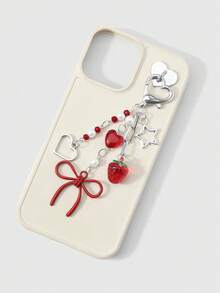 ROMWE Kawaii 1 新款 Y2k 甜美酷炫精致时尚复古个性化红色系列仿水晶仿珍珠星星爱心树脂草莓镂空蝴蝶结 DIY 钥匙扣包包挂件水杯挂件手机挂件，固定粘贴式爱心饰品，适合女孩女士日常佩戴，节日礼物 - 紅色-77 - 查看 3