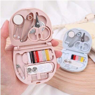 1 Set Mini Travel Sewing,Beginners, Travelers, Hotels, Charity And Homeless, Compact, Lightweight, Easy To Use (Random Accessory Color)