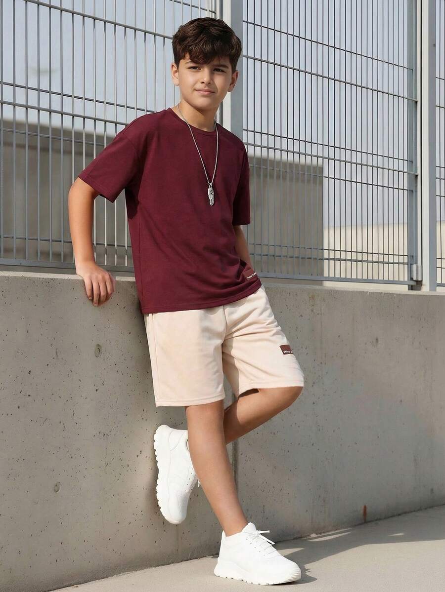 SHEIN Vacaura Teen Boy's Casual Cool Comfortable Hoodie Top And Sweatpants Set