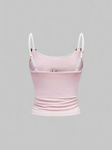 ROMWE J-Fashion Blouse en dentelle brodée de cerfs mignons assortie à un pantalon évasé avec imprimé de cerfs sur tout le vêtement - Rose bonbon - Voir 6