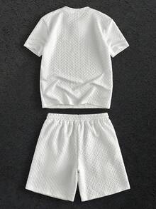 HIMLAND Men T-Shirt Co-Ords Multi-Piece Set  Daily Essential Wardrobe Staple Basic Style All-Match Style Go-To Piece Mix-And-Match Item Casual Versatile Style  Daily Essential Wardrobe Staple Basic Style All-Match Style Go-To Piece Mix-And-Match Item Casual Versatile Style Summer Wardrobe Essentials Casual Outfit Ideas Laid-Back Look Premium Textured Fabric - White - View 3