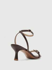 CUCCOO BIZCHIC Women's Buckle Design Fashion Daily Wear High Heel Sandals Valentine's Day - Brown - View 9