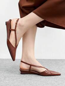 CUCCOO BIZCHIC Women's Elegant Pointed Toe Wedge Pumps For Commuting Spring Shoes - Brown - View 3