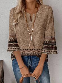 EMERY ROSE Áo sơ mi cỡ lớn in họa tiết hình học, kiểu dáng thường ngày, thích hợp cho kỳ nghỉ. - Nhiều màu - Xem 3