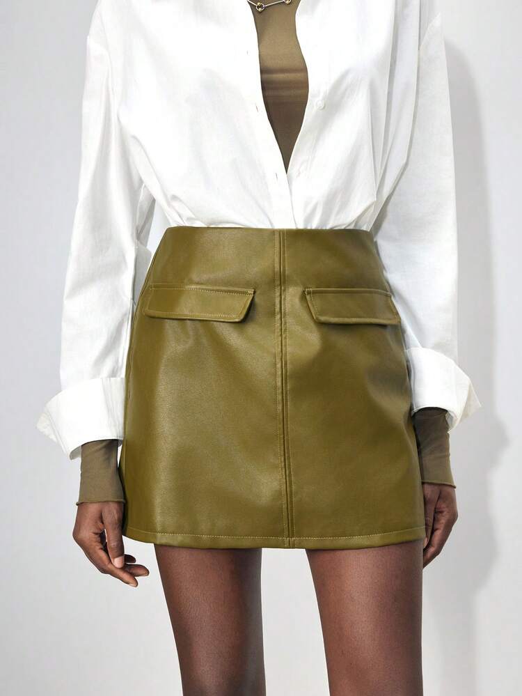 SHEIN Maija Women's High Waist A-Line Skirt, Simple Solid Color Design, Versatile And Easy To Wear, Classic A-Line Silhouette Flatters The Figure, Showcases Elegant Elegant. Suitable For All Seasons, Whether For Daily Work, Casual Outings Or Formal Occasions