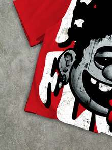 Manfinity ZONE917 High Quality OEM Digital Full Print Loose Cropped T-Shirt - Red - View 3