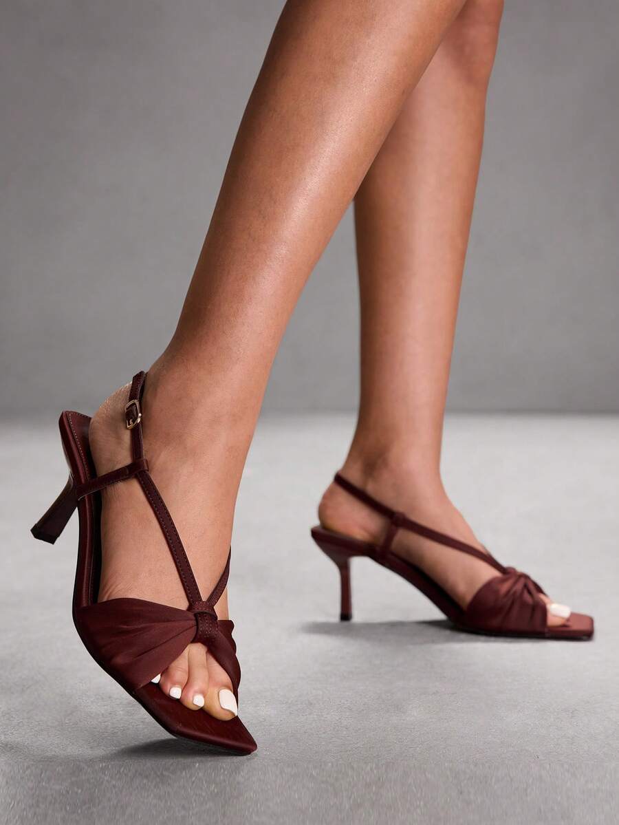 CUCCOO SZL Sandalias de tacón alto para mujer, elegantes para fiestas y banquetes - Marrón - Ver 1