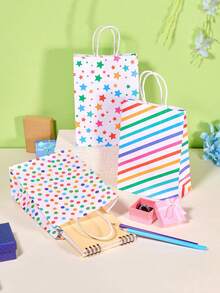 Conjunto de 5/12/16/20/24 Sacolas de Presente com Alças e Estampa de Bandeira Quadriculada - Decoração para Festa Temática de Corrida em Preto e Branco, Sacolas para Doces de Aniversário, Lembrancinhas para Pequenos Negócios e Eventos - Multicolorido - Ver 5