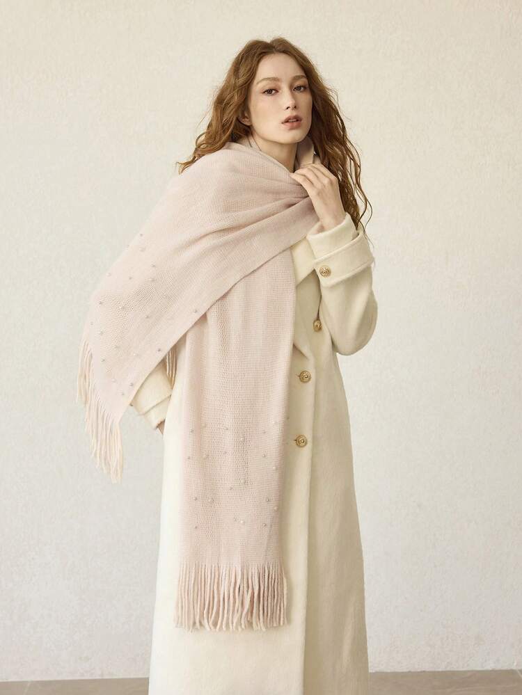 FAUX PEARL DECOR SOFT SCARF