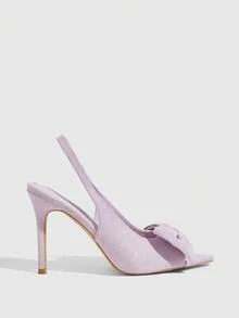 CUCCOO SZL Champagne Color Rhinestone Embellished Mesh High Heel Sandals Valentine's Day - Light purple - View 3