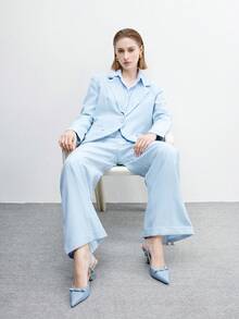 CUCCOO BIZCHIC 女士仿珍珠蝴蝶结装饰舒适百搭高跟鞋 春季鞋 春假复活节舞会高跟鞋 - pu淡藍色 - 查看 10