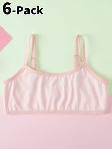 6pcs Camisole Undershirt untuk Anak Perempuan, Desain Minimalis & Segar, Tali Bahu yang Dapat Diatur, Cocok untuk Usia 8-12 Tahun - MultiWarna - View 4