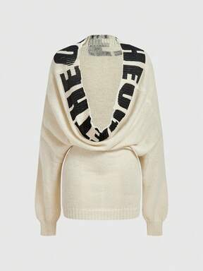 Grunge Punk Women's Letter Pattern Off-Shoulder Loose Long Sleeve Fashionable Sweater