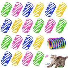 80个/20包猫弹簧玩具，互动猫玩具，室内猫适用，塑料线圈彩色弹簧，猫玩具，活跃健康健身玩耍，螺旋弹簧，幼猫玩具，可用于拍打、啃咬、追逐 - 彩色 - 查看 5