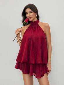 SHEIN Tall White Lace Round Neck Sleeveless Women Dress With 3D Feeling For Spring And Summer,Wedding Guest Dress Women - Red - View 8