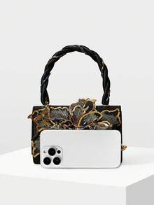 MOTF PREMIUM STEREO FLORAL FAUX PEARL DETAIL EVENING BAG - Black - View 4
