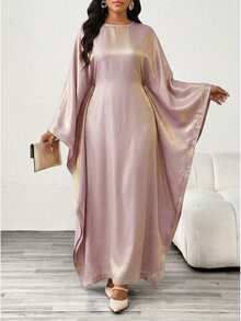 SHEIN Lady Women's Elegant Party Batwing Sleeve Dress - Pink - View 1