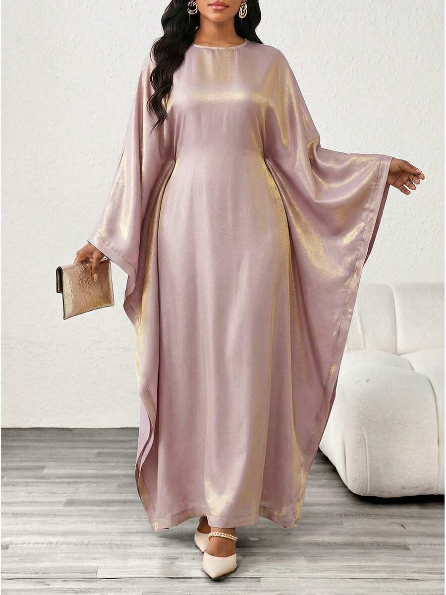 SHEIN Lady Women's Elegant Party Batwing Sleeve Dress - Pink - View 1