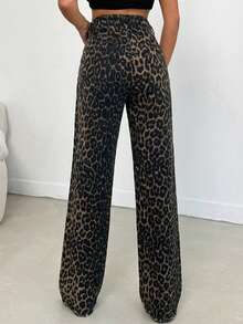 SHEIN Tall 100% Cotton MID RISE WIDEEG CUT LEOPARD TALL JEAN - Multicolor - View 2
