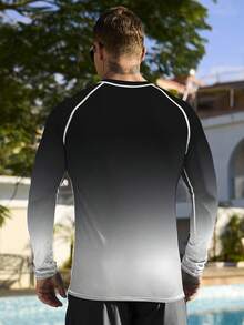 Manfinity KASUA Men's Ombre Long Sleeve Casual Beach Surfing T-Shirt - Dark Grey - View 2