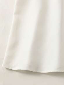 SHEIN Tween Girl Elegant Solid White Halter Neck Backless Bow A-Line Sleeveless Dress - White - View 3