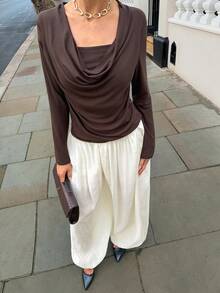 Siren Gaze Women's Spring/Summer Flowy Apricot Lantern Pants, Loose-Fitting, Casual Drawstring Harem Pants, New Spring/Summer Versatile Trousers Mediterranean Style Clothes Summer Outfits For Women Ruched - Apricot - View 5