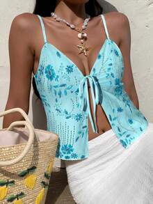 Serisse Camiseta de tirantes de mujer con bordado de lentejuelas, nueva para el verano - Azul - Ver 5