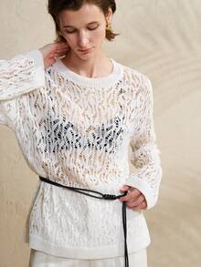 Airaco 轻盈镂空针织宽松美人鱼罩衫 - 杏色 - 查看 3