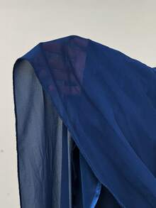 Modelyn 单肩褶皱侧边垂褶缎面正式礼服 - 藏蓝色 - 查看 8