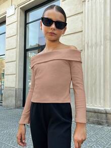 SHEIN Tween Girls Knit Sweater, Casual Daily Fashion Versatile Wear For Back To School Season, Autumn - Khaki - View 4