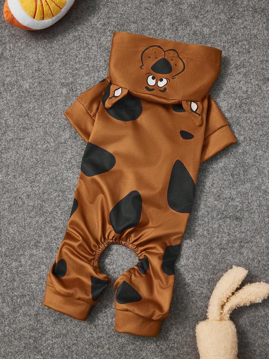 SCOOBY-DOO X SHEIN 1 件卡通人物角色扮演宠物连体衣、家居服、睡衣、猫/狗衣服，尺码 XXS-XXXXL、特小号、特大号、角色扮演 - 棕色 - 查看 1