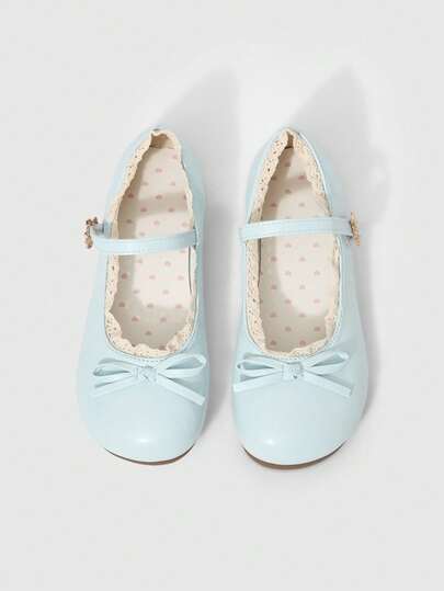 ROMWE Kawaii 女士时尚甜美蕾丝边蝴蝶结装饰平底鞋