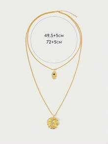 Glisma 18 K Gold Plated Geometric Pattern Minimalist Necklace,Outfits,Old Money,Metallic/Texture,Gemstone,For Mom/Women/Girl/Mother,Premium,Vintage,Classy,Valentine's Day,Gift - Yellow Gold - View 8