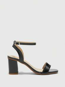 CUCCOO BIZCHIC Women's Fashionable Elegant Chunky Heel Black High Heel Sandals - Black - View 2