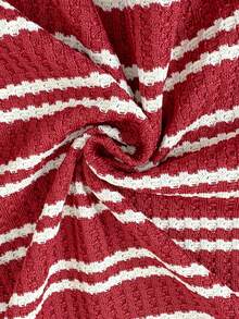 SHEIN Tween Girls Burgundy Striped Knit Tank Top Co-Ords Set Cute Round Neck Tank With Shorts 2pcs Summer Outfit - Burgundy - View 7