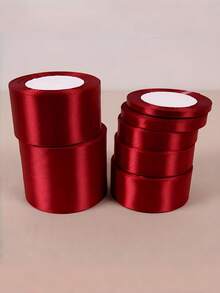 1 Roll Machine-Dyed Polyester Satin Ribbon For Gift,Candy, Cake, Flower Decoration (Slight Color DifferencePossible) - Burgundy - View 3
