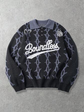 Men's Casual Printed Knit Sweater