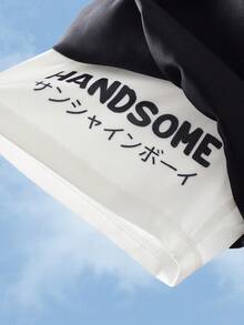 SHEIN Tween Boys Cartoon Pattern Lined Beach Shorts - Black and White - View 6