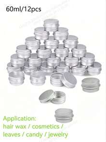 24/12 Stücke Aluminium Blechdosen mit Schraubverschluss, 10ml/30ml/50ml/60ml Aluminium Blechdosen nachfüllbare Behälter, Metalldosen mit Deckeln, leere Aluminium Dosen Metallkerzen Aufbewahrungsdosen Reisedosen, geeignet für Basteleien, Süßigkeiten, Kosmetik, Lippenbalsam, Kerzen, DIY - Silber - Übersicht 10