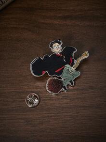 HARRY POTTER X SHEIN 1枚时尚女士可爱卡通人物图案胸针，奢华小众，休闲时尚，适合派对、音乐会/节日等场合 - 白金 - 查看 6