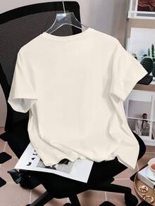 MTV | SHEIN 女士休闲字母图案圆领短袖T恤，夏季 - 白色 - 查看 2